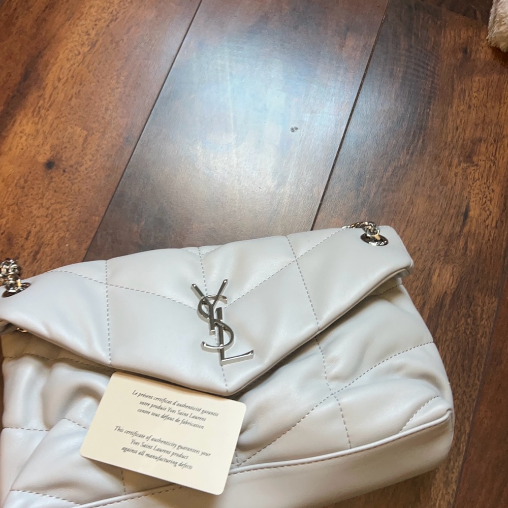 Yves Saint Laurent White Shoulder Bag Modern Design